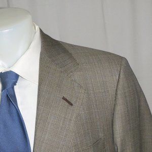 Oxxford Clothes Renaissance Rare Editions Taupe Plaid Two Button Suit 41L